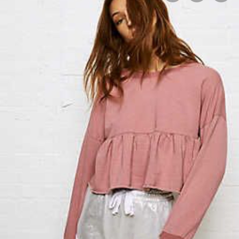 Mauve pink cropped fleece top